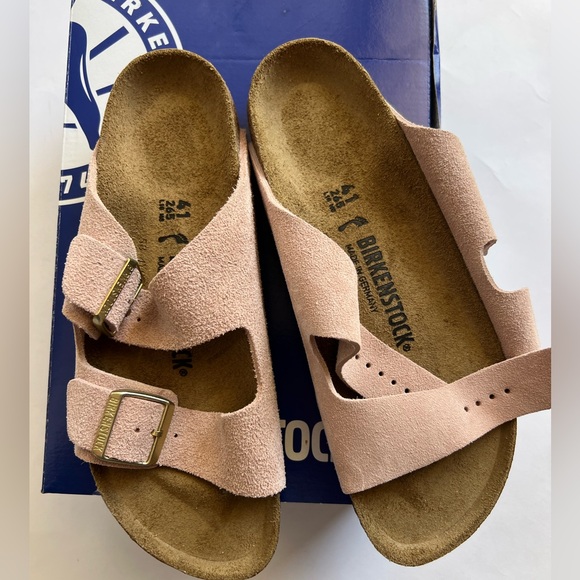 Birkenstock Shoes - Birkenstock Pink Suede Arizona (narrow)